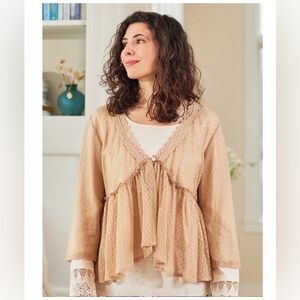 NWT April Cornell peplum mesh lace cover up size XS fits like small.